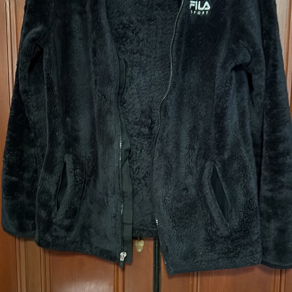 FILA Black Sport Teddy Fleece Full Zipper Size Small - Picture 4 of 9